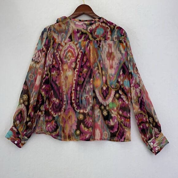 Zara Abstract Colorful Printed Chiffon Blouse - Picture 3 of 4